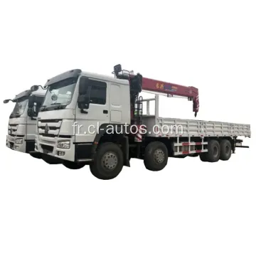 Sinotruck Howo 8x4 12 roues camion de charge avec une grue à boom droite de 16 tonnes